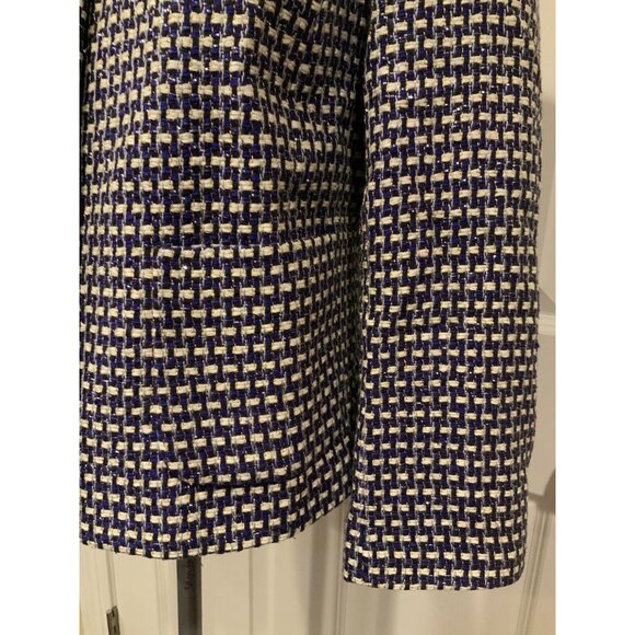 J. Crew Purple & White Tweed Jacket W/ Front Pockets, Size 8 - Picture 3 of 9